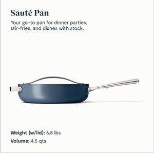 Caraway Sauté Pan with Lid 11.8” 6.5 qts | Navy